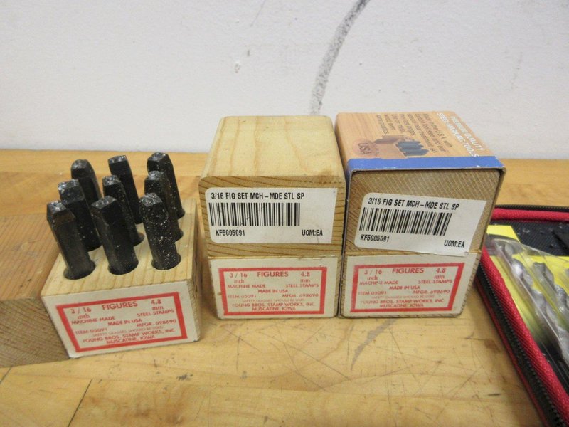 Clamps, Files, Allen Wrenches, Screw Bit Sets, 3/16 &amp; 1/8" Number Stamp Sets- Auction Item