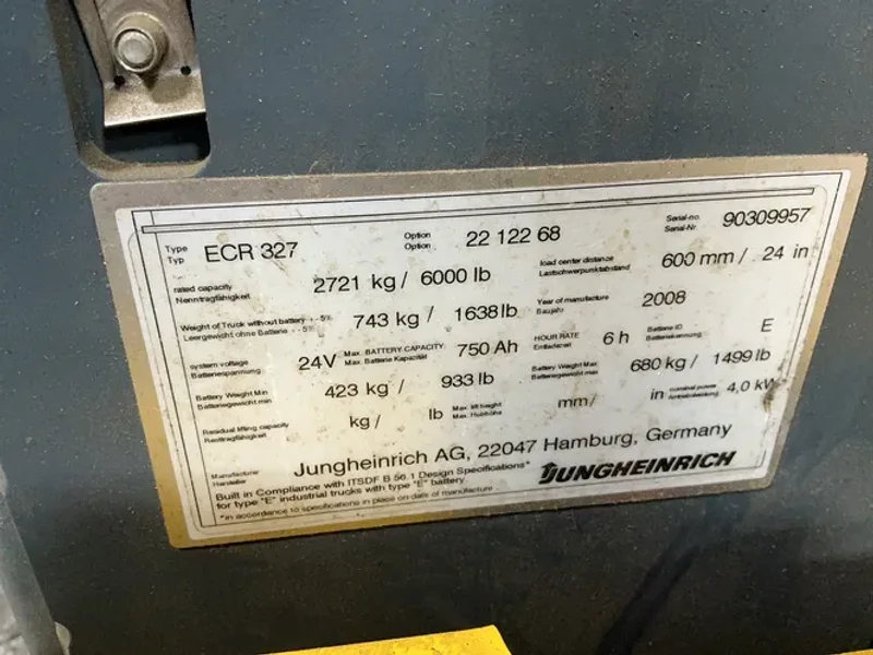 JUNGHEINRICH 6000 LBS ELECTRIC PALLET JACK  -  ECR 327
