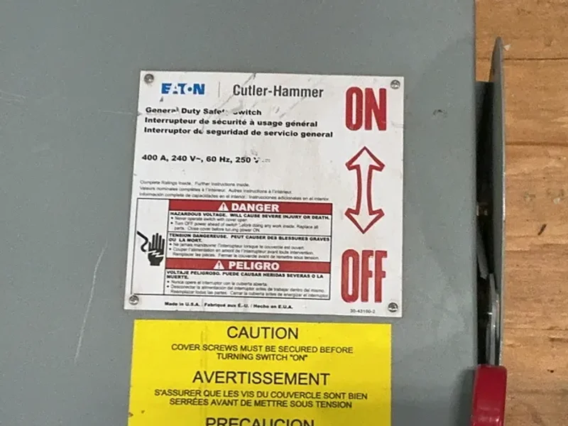 EATON CUTLER-HAMMER 400 AMPS GENERAL DUTY SAFETY SWITCH   -  DG325NRK