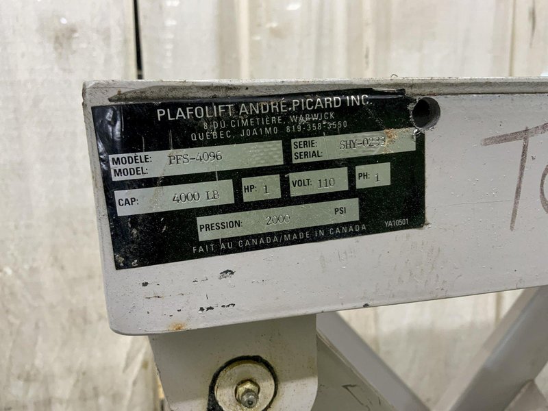 4,000 LBS PLAFOLIFT HYDRAULIC LIFT TABLE: STOCK #81321