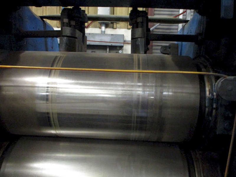 24&quot; X 10&quot; FARREL 4-ROLL &quot;INVERTED L&quot; RUBBER CALENDER ROLLING MILL WITH PAYOFF: STOCK #17226