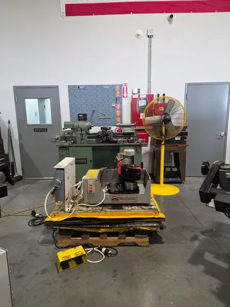 MATE M VALUGRIND Punch &amp; Die Grinder on BARRON Powered Scissor Lift Table #8147