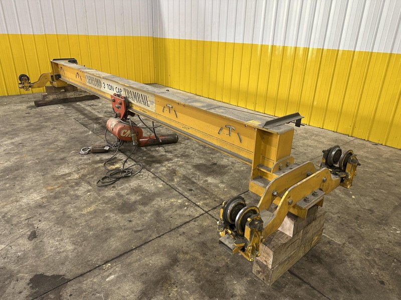 3 TON X 17' CLEVELAND TRAMRAIL UNDERSLUNG BRIDGE CRANE W/3-TON CM LODESTAR HOIST: STOCK #23053