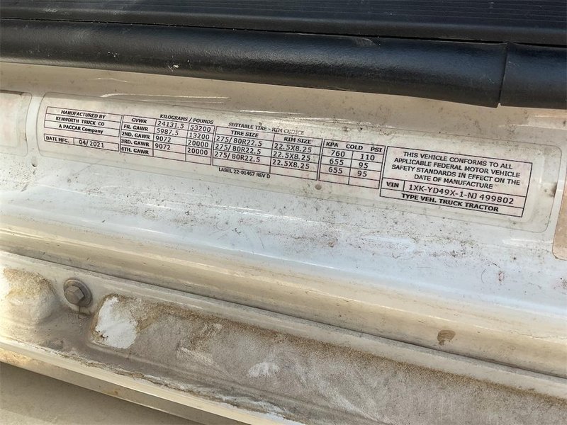 2022 Kenworth T680 1XKYD49X1NJ499802