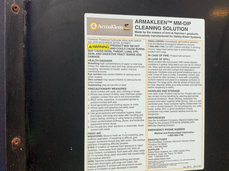 SAFETY-KLEEN 45" X 22" X 26" PARTS WASHER  -  81.8
