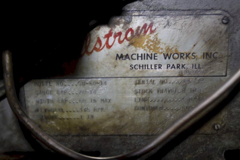 60&#039; X 14 GAUGE DALSTROM CUT TO LENGTH LINE SHEAR: STOCK #64174