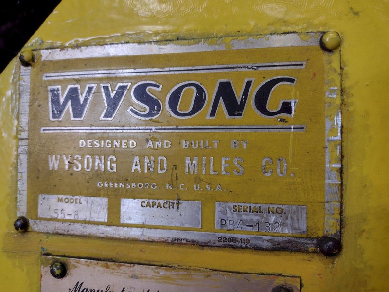 55 TON X 10&#039; WYSONG MODEL #55-8 MECHANICAL PRESS BRAKE: STOCK #22730