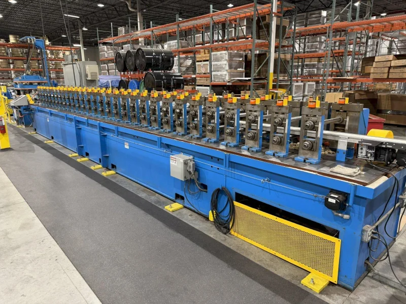 30 STAND X 1.5" RLM (NEW 2001) ROLLFORMER LINE TOOLED FOR LEAF SOLUTIONS GUTTER TOPPER, 20" ROLL SPACE STOCK# 4412