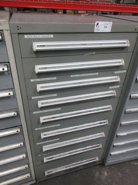 9 Drawer Heavy Duty Cabinet with Fasteners, Nuts, Bolts, Washers- Auction Item
