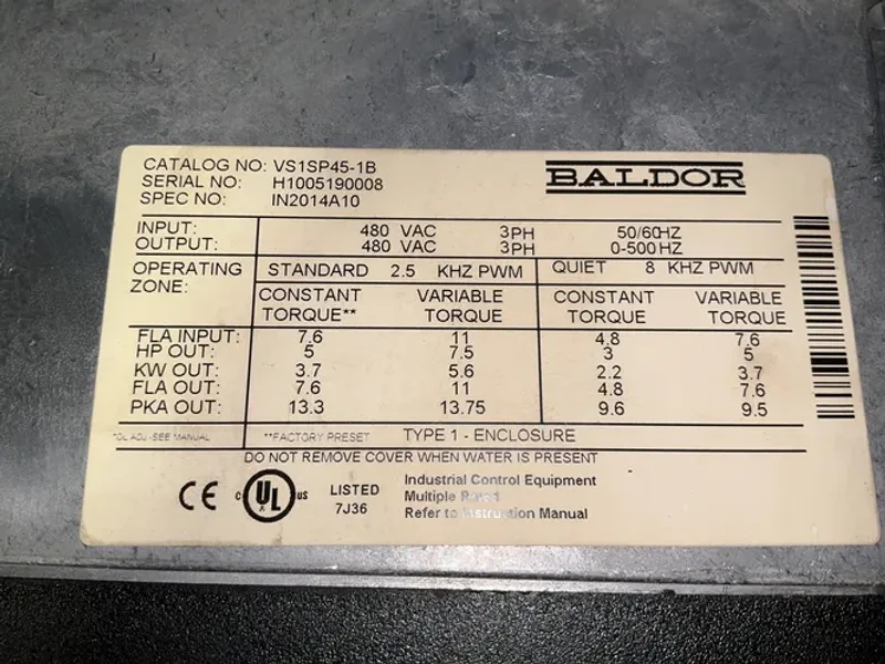 BALDOR H2 INVERTER   -  VS1SP45-1B