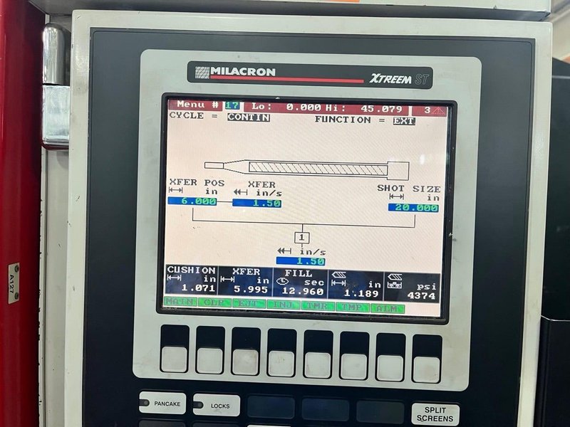 500 Ton 72 oz Shot Size Cincinnati Milacron NT550-80 Powerline Electric Injection Molding Machine, 2001 – Air Blow, Hydraulic Knockout, Robot Interface, Coining
