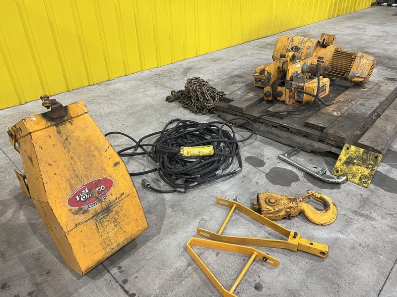 10,000 LB (5 TON) HARRINGTON MOTORIZED CHAIN HOIST W/ POWER TROLLEY: STOCK #19956