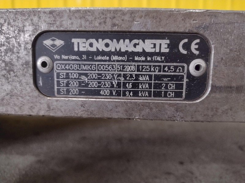 14&quot; x 29&quot; TECNOMAGNETE MODEL #QX408UMK6 MAGNETIC SURFACE CHUCK &amp; CONTROLS: STOCK #20552