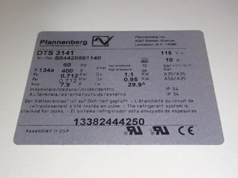 PFANNENBERG COOLING UNIT  -  DTS 3141