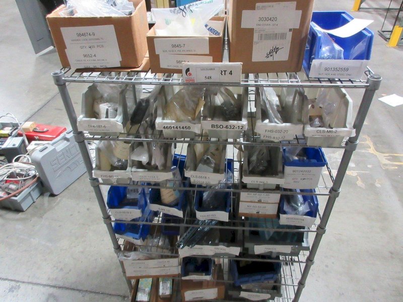 Rolling Wire Shelf with Contents of Assorted Hardware and Fasteners- Auction Item