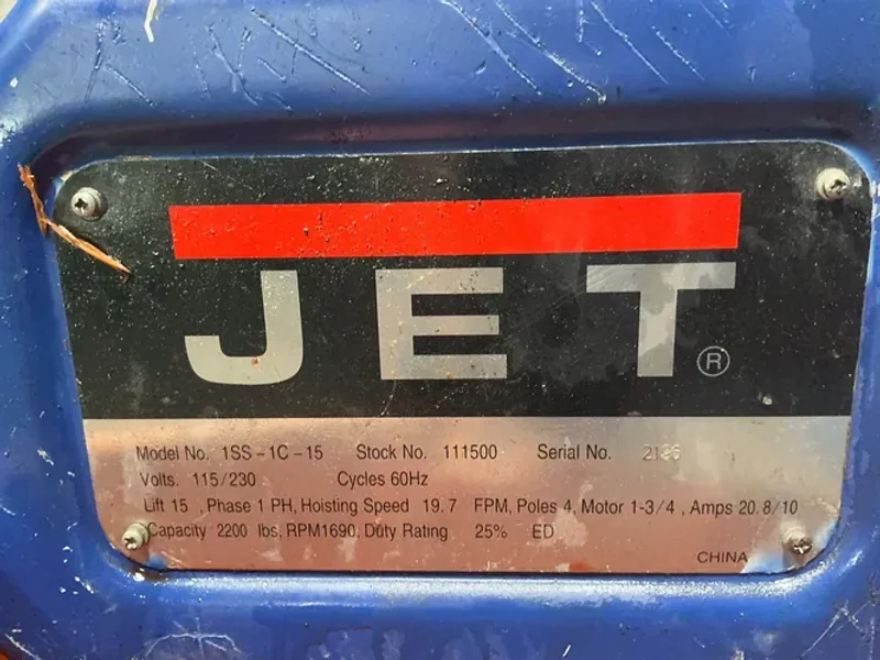Jet 2200 Lbs Electric Hoist - 1ss-1c-15