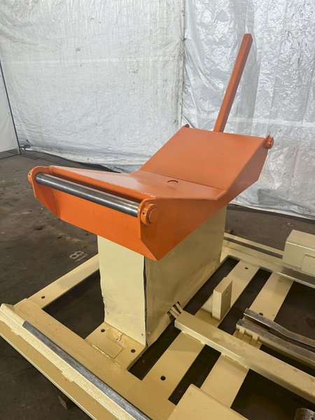 15000 LB X 24&quot; COE MOTORIZED POWER COIL REEL UNCOILER WITH COIL CAR: STOCK 18354