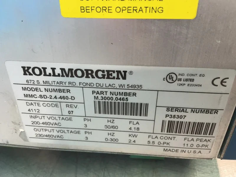 KOLLMORGEN SERVO DRIVE   -  MMC-SD-2.4-460-D