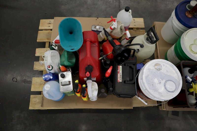 Cleaning Chemicals, Way Oils, Fuel, and Other Flammables on (2) Pallets- Auction Item