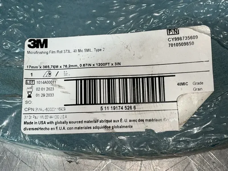 3M 17 MM X 365.76 M X 76.2 MM MICROFINISHING FILM ROLLS  -  CY998735609