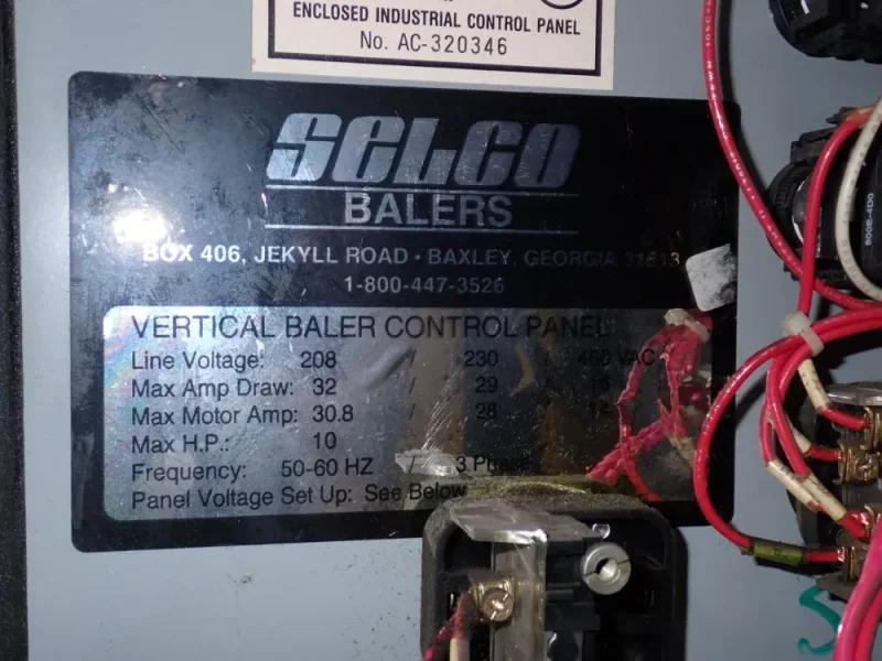 SELCO 30" X 60" HYDRAULIC VERTICAL BALER  -  V5-HD