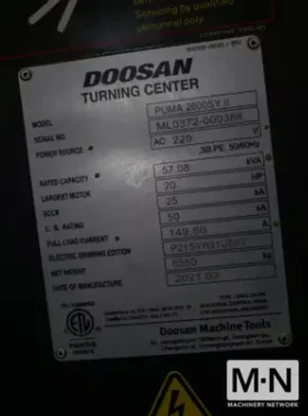 Doosan Puma 2600SYII CNC Lathe, 2021