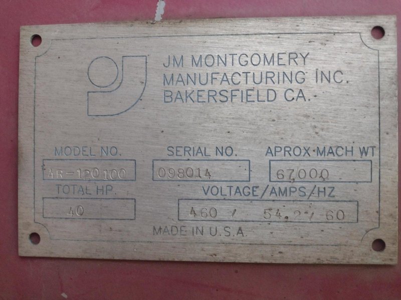 10' X 1" MONTGOMERY MODEL #4R-120100 4-ROLL HYDRAULIC PLATE BENDING ROLL: STOCK #17021