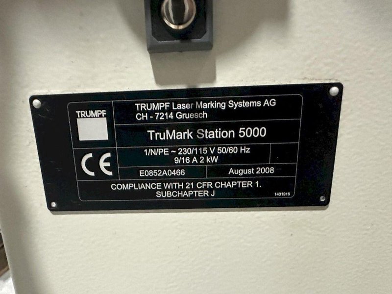 TRUMPF 2008 TRUMPF TRUMARK 5000 ROTARY LASER MARKER  -  TRUMARK STATION 5000