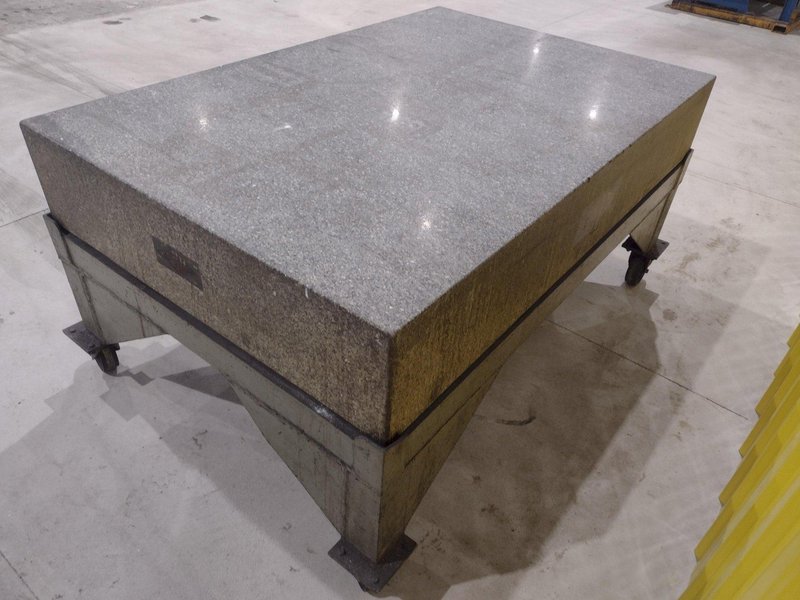 72&quot; X 48&quot; X 12&quot; RAHN GRANITE SURFACE PLATE ON TABLE W/ CASTERS : STOCK 20059