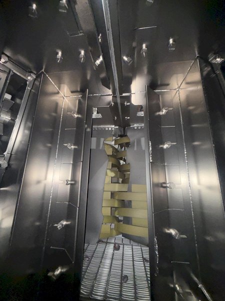 36" x 48" x 8 WHEEL PANGBORN ROTOBLAST PASS THROUGH HANGING CONVEYOR SHOT BLAST MACHINE: YOBRO #24717