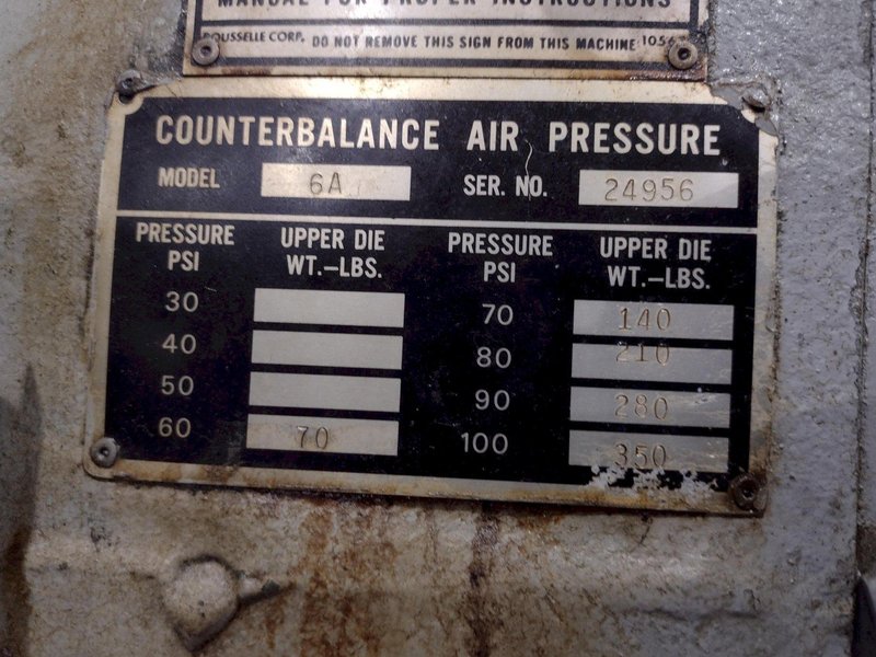 60 TON ROUSSELLE MODEL #6A OBI PRESS, 4" STROKE: YOBRO #22527