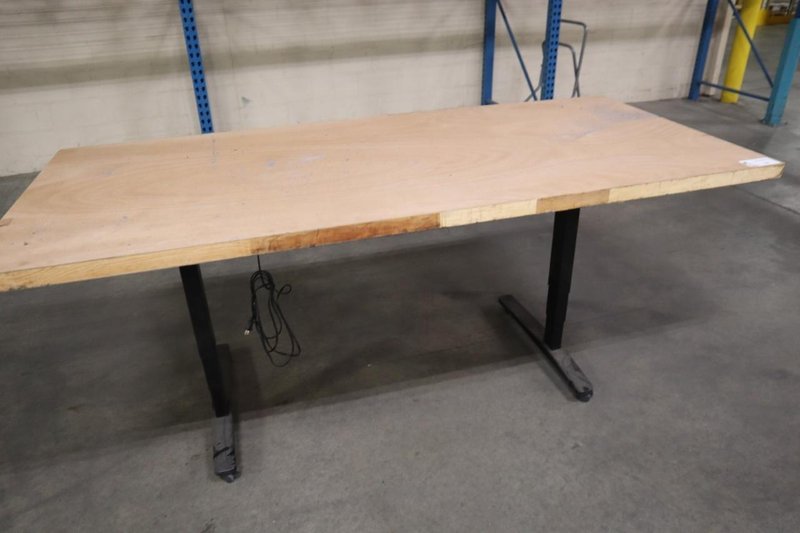 Wood Top Electronic Adjustable Height Table - Portable on Casters- Auction Item