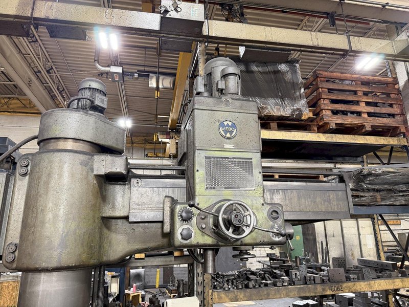 5' X 15" WEBO RADIAL ARM DRILL. STOCK # 0222126