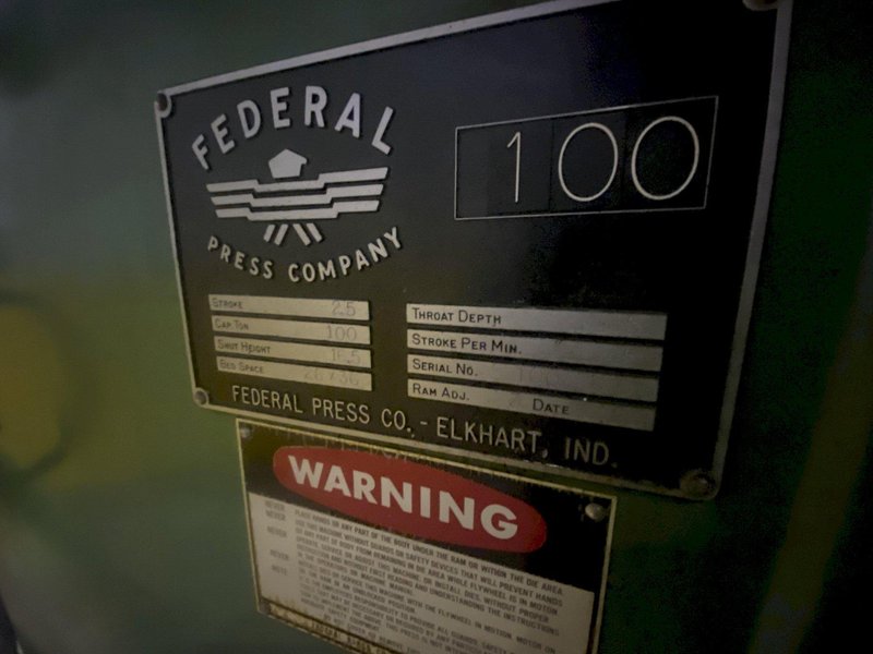 STOCK #16745: 100 TON FEDERAL MODEL #100-28-36 OBI STAMPING PRESS: STOCK 16745