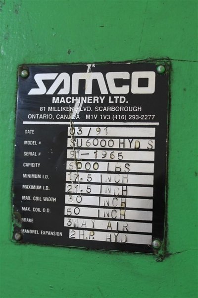 6000 LB X 30" SAMCO NON POWERED COIL REEL: STOCK 61654