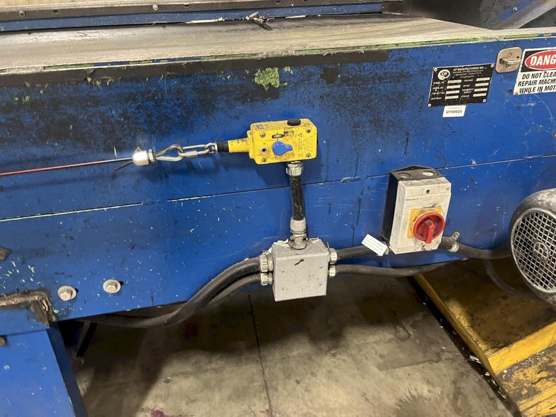 35’ X 60” CP MANUFACTURING MODEL #3495991 CONVEYOR SORTING SYSTEM, WITH DUMP BIN &amp; EXIT DISCHARGE: STOCK #19720