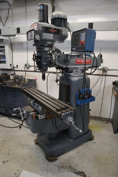 Clausing Kondia 9"x48" Knee Mill, Fagor 2-Axis DRO, Quill Feed, Kurt Power Drawbar- Auction Item