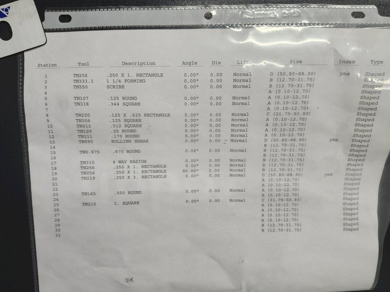 LVD Strippit S-1212 CNC Turret Punch, 20 Tons, 31 Station Turret - Thick, Auto Indexing, Brush Table, Fanuc 180i-P,  (Test Lab), New 2007