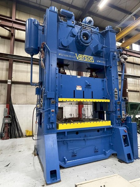 600 Ton Verson S2-600-96-60t Rebuilt Straight Side Mechanical Press For Sale, Ready To Ship!