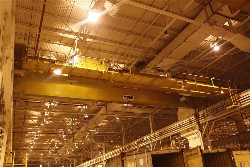 70 TON X 74'9" WHITING 8 WHEEL OVERHEAD BRIDGE CRANE WITH 35 TON AUXILIARY, NEW 2002: STOCK 13210