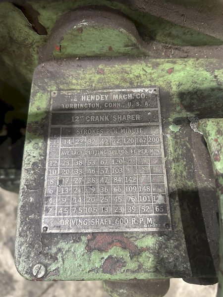 12&quot; STROKE HENDEY HORIZONTAL CRANK SHAPER: YOBRO #23884