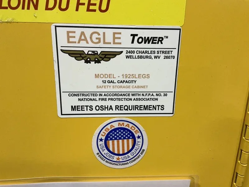 EAGLE 12 GALLONS FLAMMABLE LIQUID STORAGE CABINET  -  1925LEGS