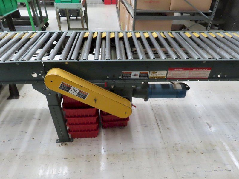 Hytrol 22" x 25' Powered Roller Conveyor System with Foot Pedal, (2) 10' Sections and (1) 5' Section- Auction Item