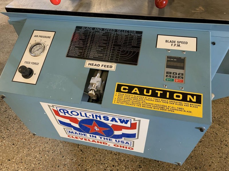 ROLL-IN MODEL TF1420 TILT FRAME VERTICAL BANDSAW w/ 10' ROLLER TABLE, NEW: 2019