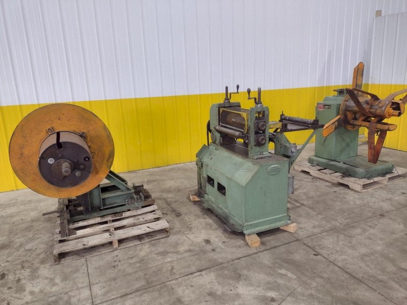 18&quot; WIDE X 2,500 LBS YODER MODEL #M2 PULL THROUGH SLITTING LINE, INCLUDES UNCOILER, SLITTER &amp; RECOILER: STOCK #22471