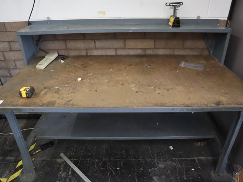 Steel Frame Work Bench with Particle Board Top and Upper and Lower Shelves- Auction Item