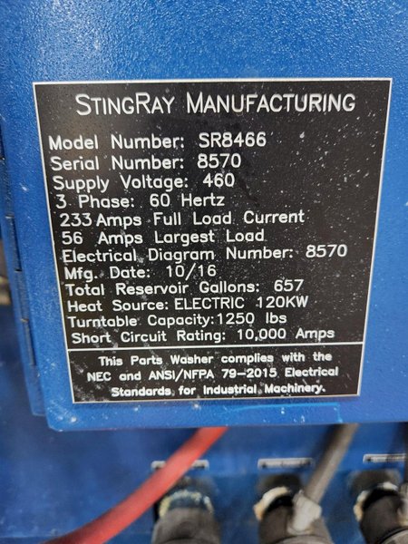 84&quot; TABLE STINGRAY MODEL #SR-8466 STAINLESS STEEL ROTARY TABLE PARTS WASHER, NEW IN 2017: STOCK #22182