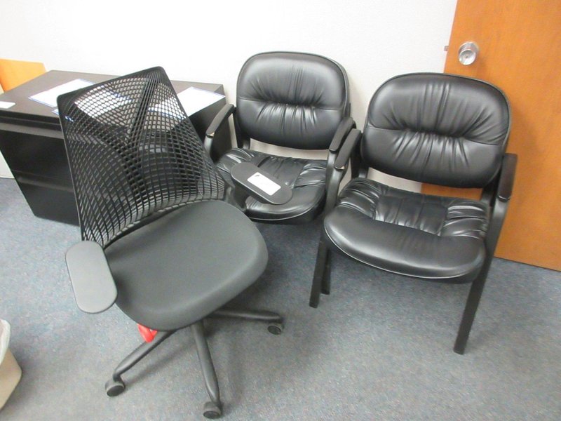 Rolling Office Desk Chair and 2 Side Chairs- Auction Item