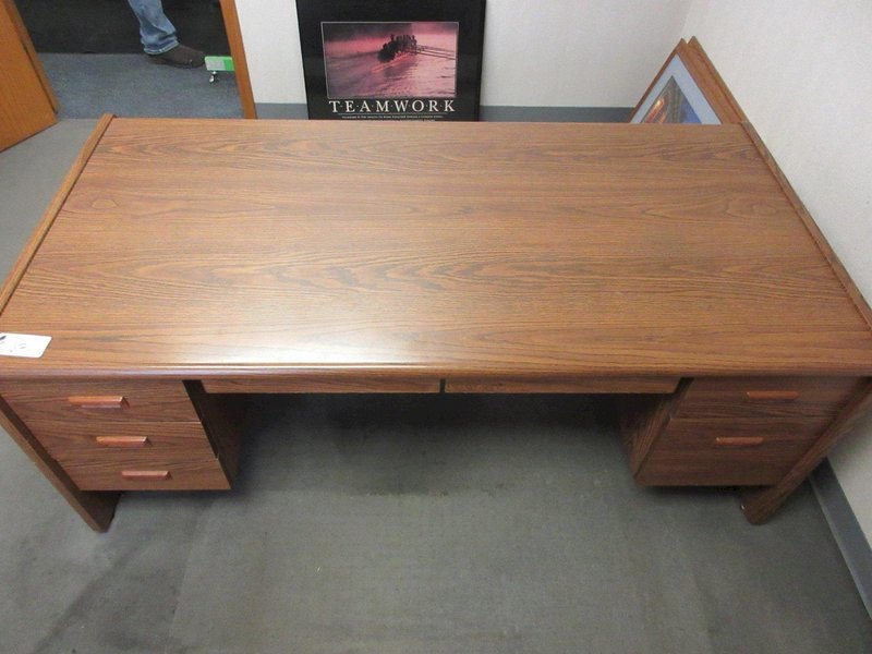 Wooden Office Main Desk and Credenza- Auction Item