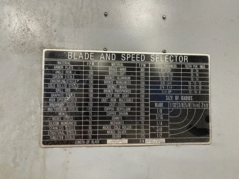 PARMA MFG CO, INC 19.5”X6” WORK-A-MATIC VERTICAL BAND SAW